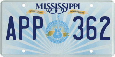 MS license plate APP362
