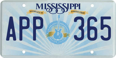 MS license plate APP365