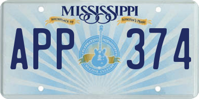 MS license plate APP374