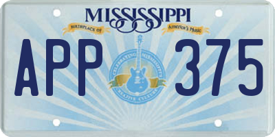 MS license plate APP375