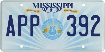 MS license plate APP392