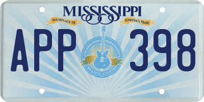 MS license plate APP398