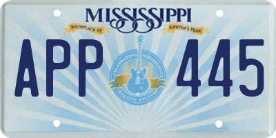 MS license plate APP445