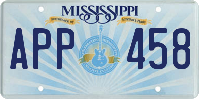MS license plate APP458