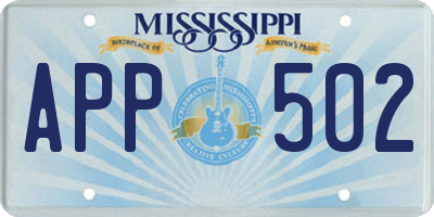 MS license plate APP502