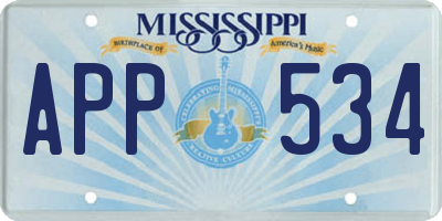 MS license plate APP534