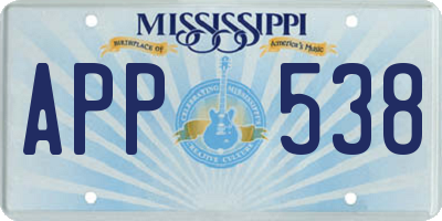 MS license plate APP538