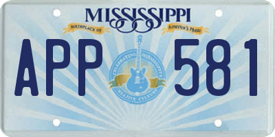 MS license plate APP581
