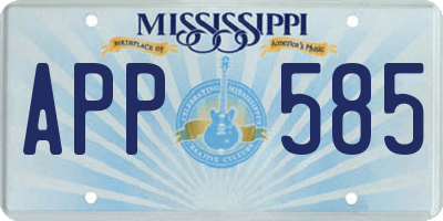 MS license plate APP585