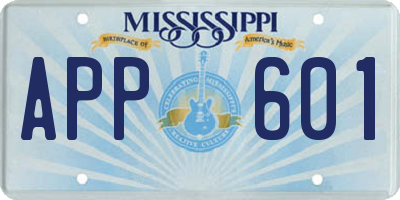 MS license plate APP601