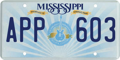 MS license plate APP603