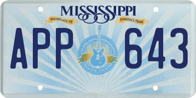 MS license plate APP643