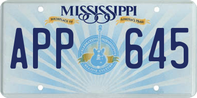MS license plate APP645