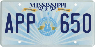 MS license plate APP650