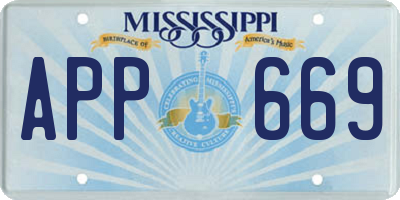 MS license plate APP669