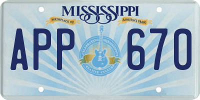 MS license plate APP670