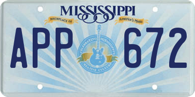 MS license plate APP672