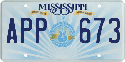 MS license plate APP673