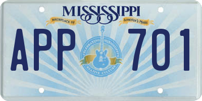 MS license plate APP701