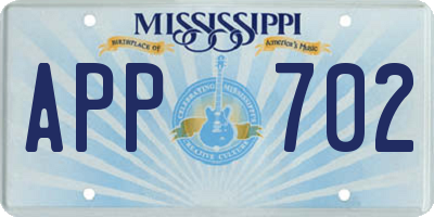 MS license plate APP702