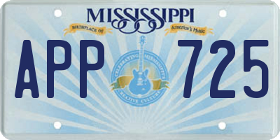 MS license plate APP725