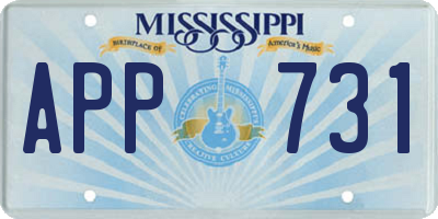 MS license plate APP731