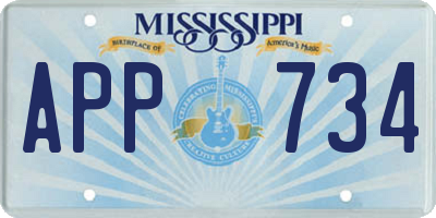MS license plate APP734