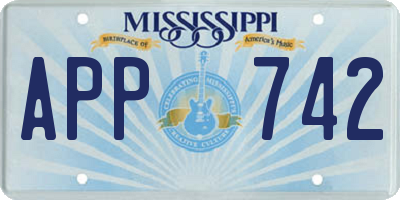 MS license plate APP742