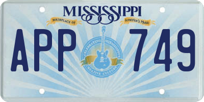 MS license plate APP749