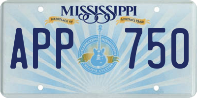 MS license plate APP750