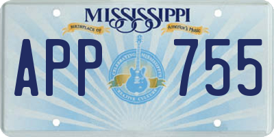 MS license plate APP755