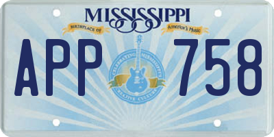 MS license plate APP758