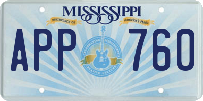 MS license plate APP760