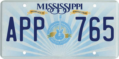 MS license plate APP765