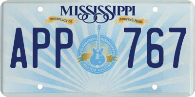 MS license plate APP767