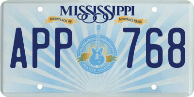 MS license plate APP768