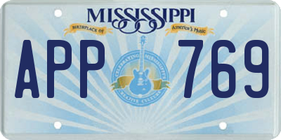 MS license plate APP769