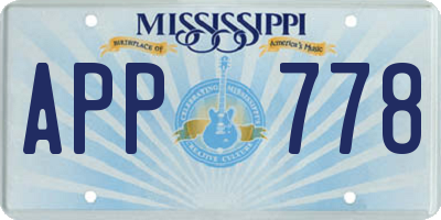 MS license plate APP778