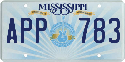 MS license plate APP783