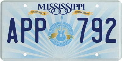 MS license plate APP792