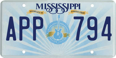 MS license plate APP794