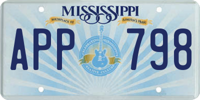 MS license plate APP798