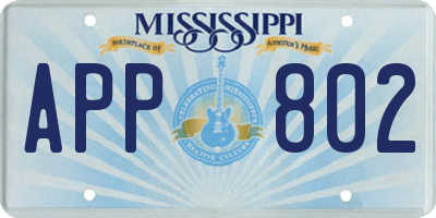MS license plate APP802