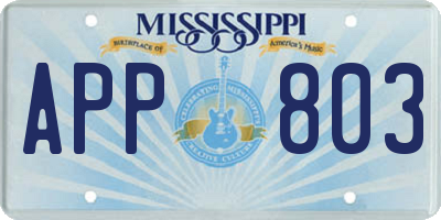 MS license plate APP803