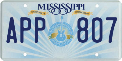MS license plate APP807