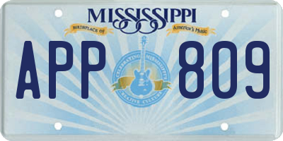 MS license plate APP809