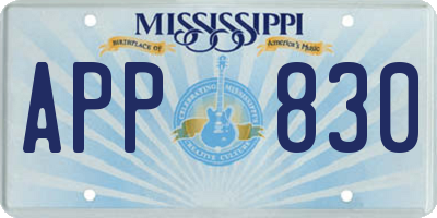 MS license plate APP830
