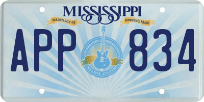 MS license plate APP834