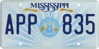 MS license plate APP835