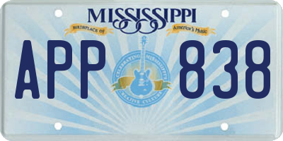 MS license plate APP838